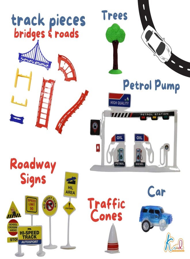 Kriiddaank Spiderman Mini Track Small (41 pcs) - Track Pieces Bridges & Roads, Roadway Signs, Traffic Cones, Race Adventure | Fun & Educational Toy for Kids | Safe, Engaging & Interactive Play - Image 4